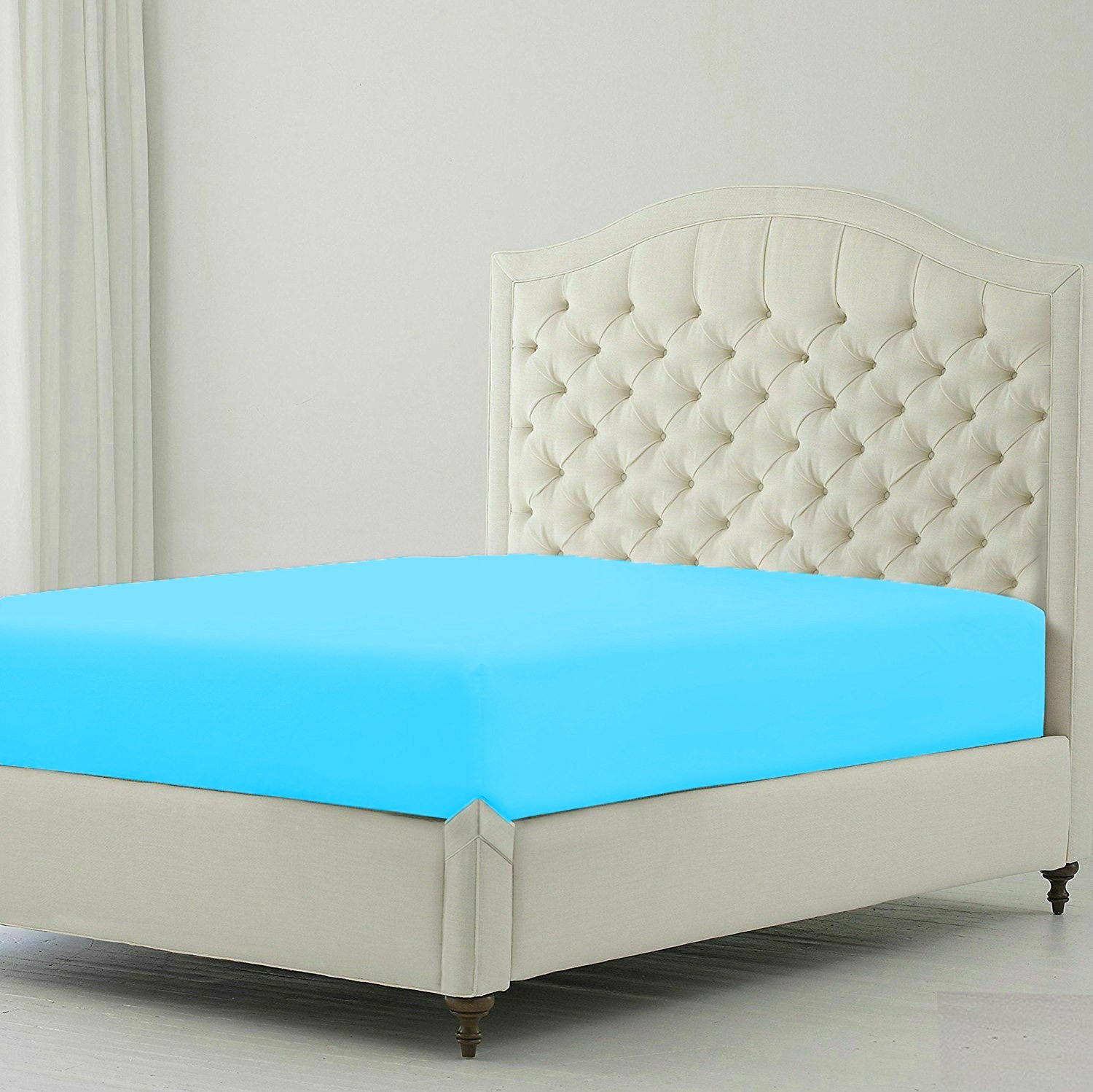 Organic Cotton Extra Deep Pocket Sheets 1200 Thread Count - Aqua Blue Solid