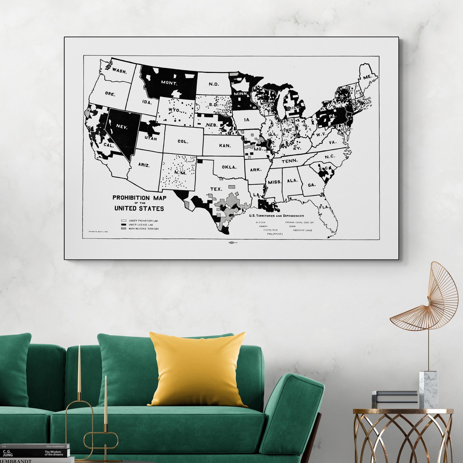 1915 Prohibition Map of U.S. – Dry & Wet States Alcohol Laws Before Ban