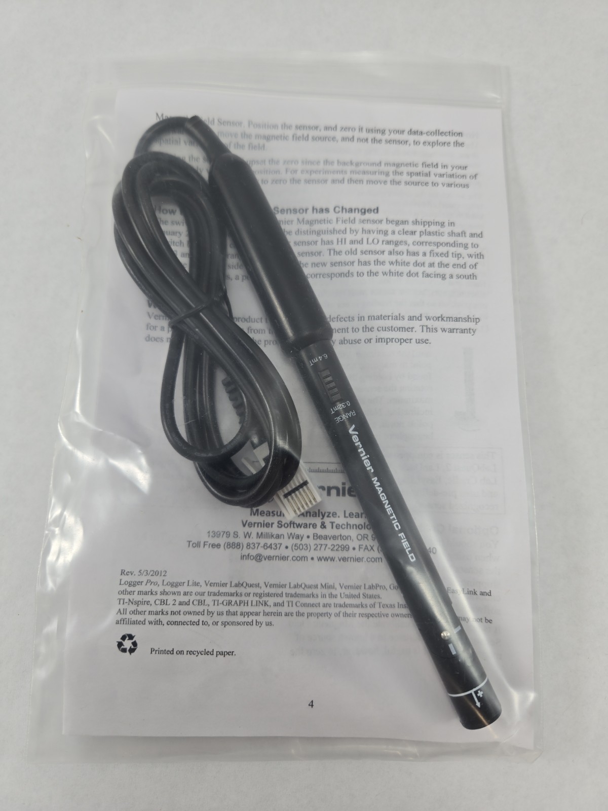 Vernier Magnetic Field Sensor MG-BTA Factory NOS New Old Stock Lab