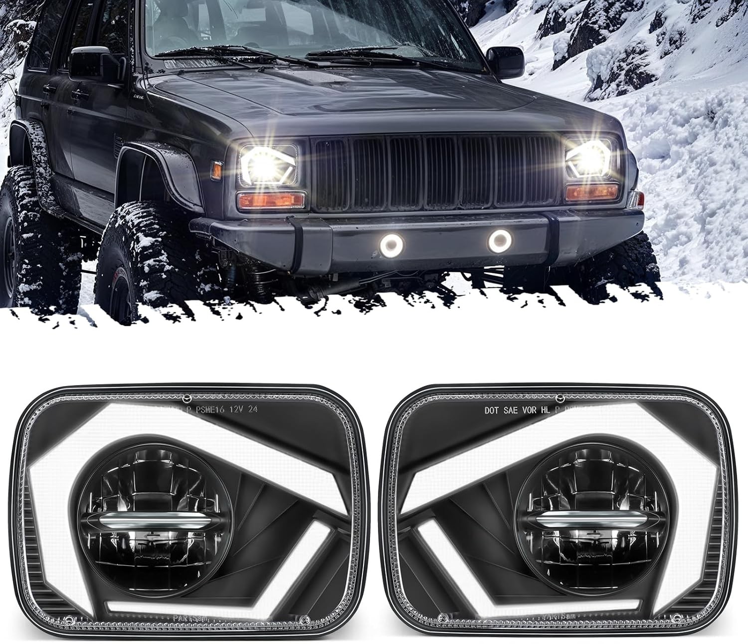 Partsam 2025 H6054 LED Headlights 7x6 5x7 Headlamp Hi/Low Sealed Beam Lights [DO