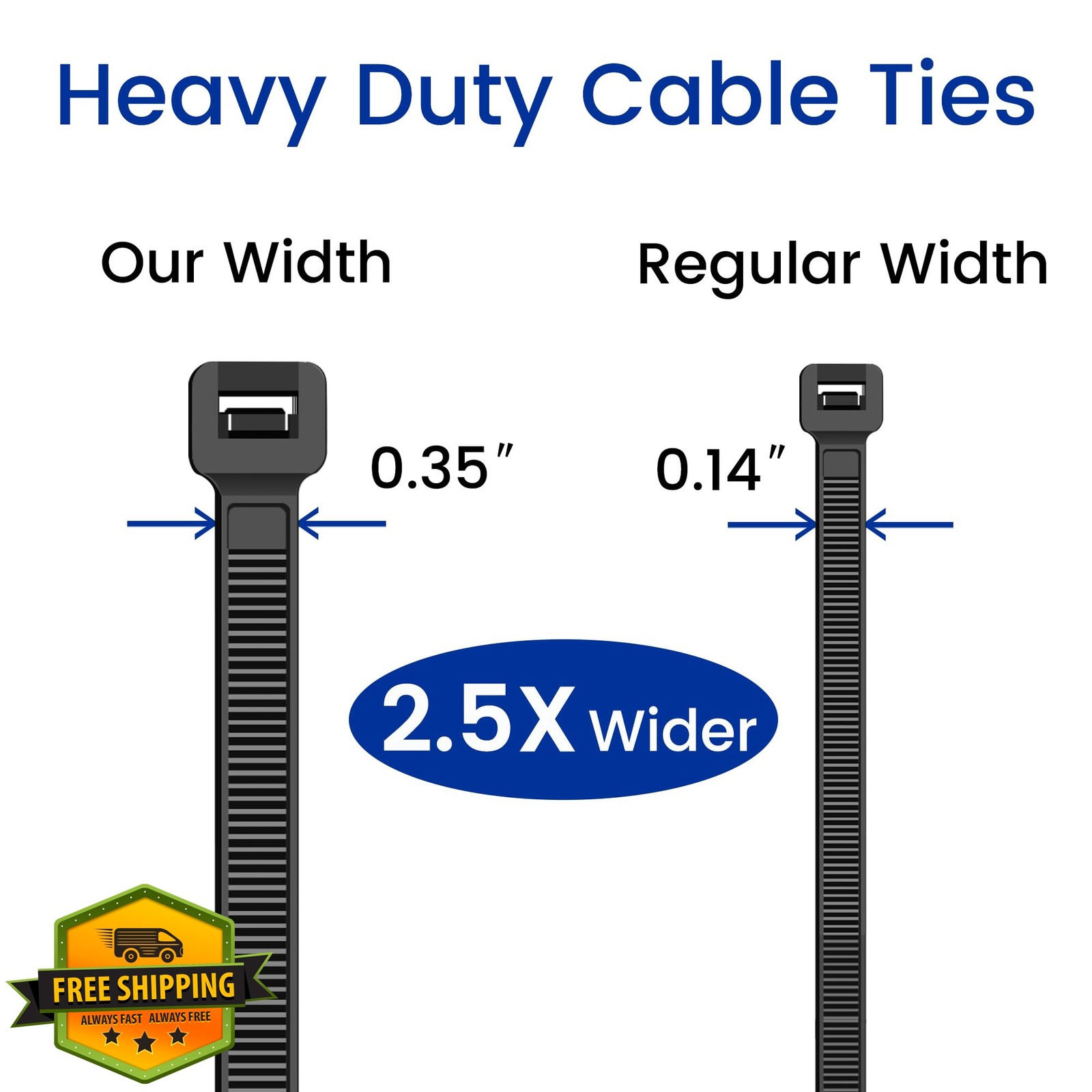 ECRABONE Zip Ties 12" Black 200 Pack
