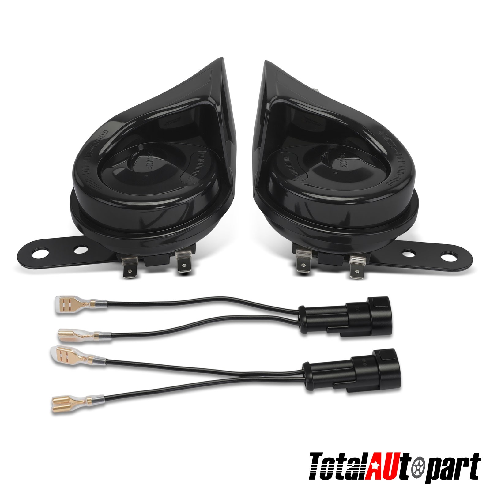 2Pcs 80mm Black ABS Plastics Snail Horn with 2 Wire Connectors for Jaguar 110 dB