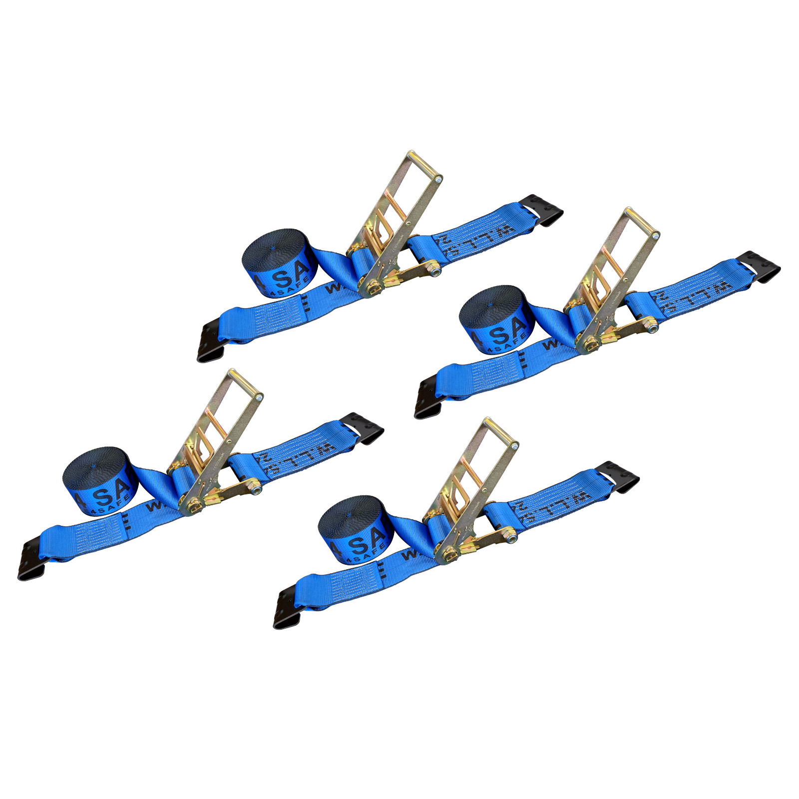 4 Pack 3" x 30' Heavy Duty Ratchet Tie Down Strap w/Flat Hook WLL 5400 LBS BLUE