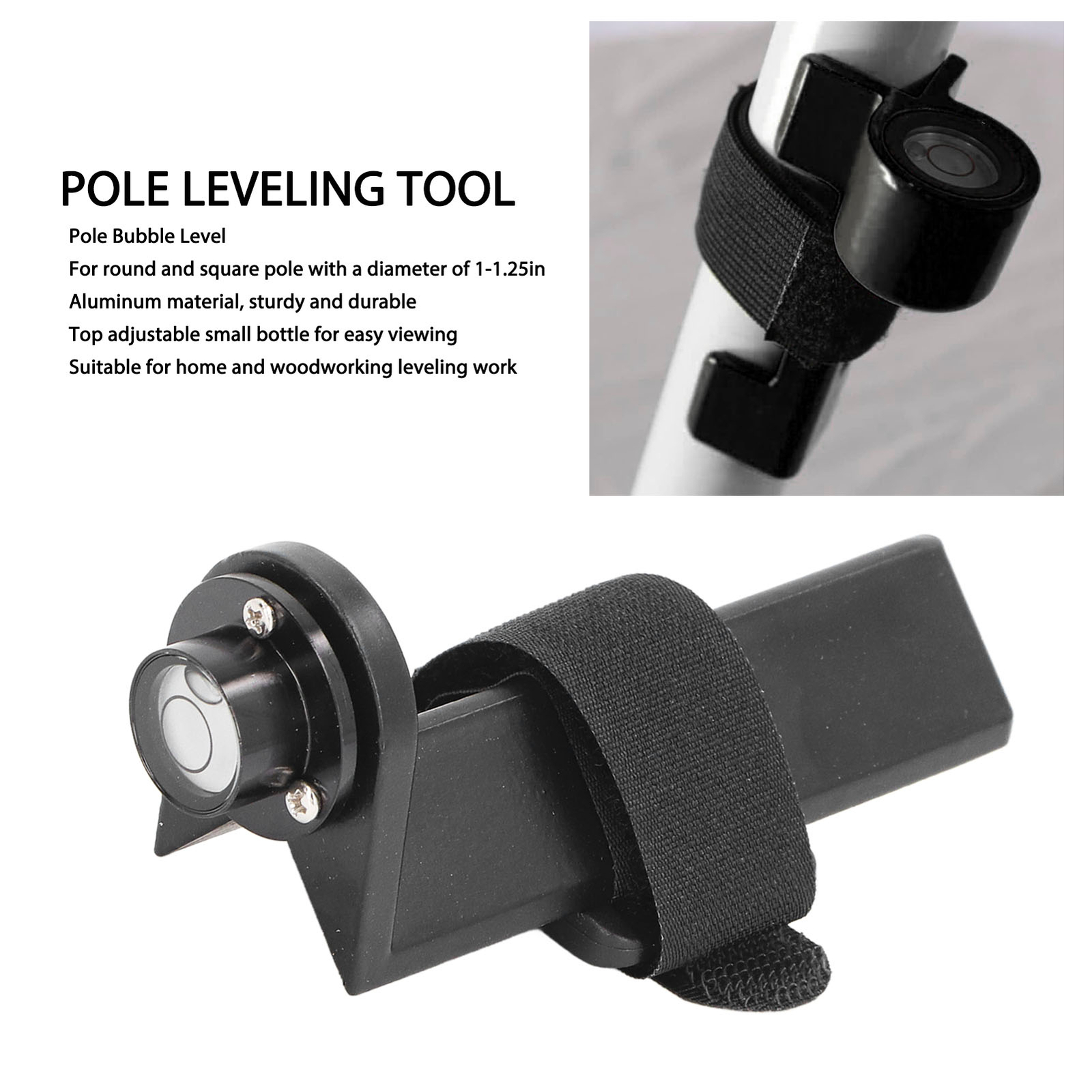 Adjustable Rod Level Aluminum Leveling Horizontal Bubble For Round Square Pole