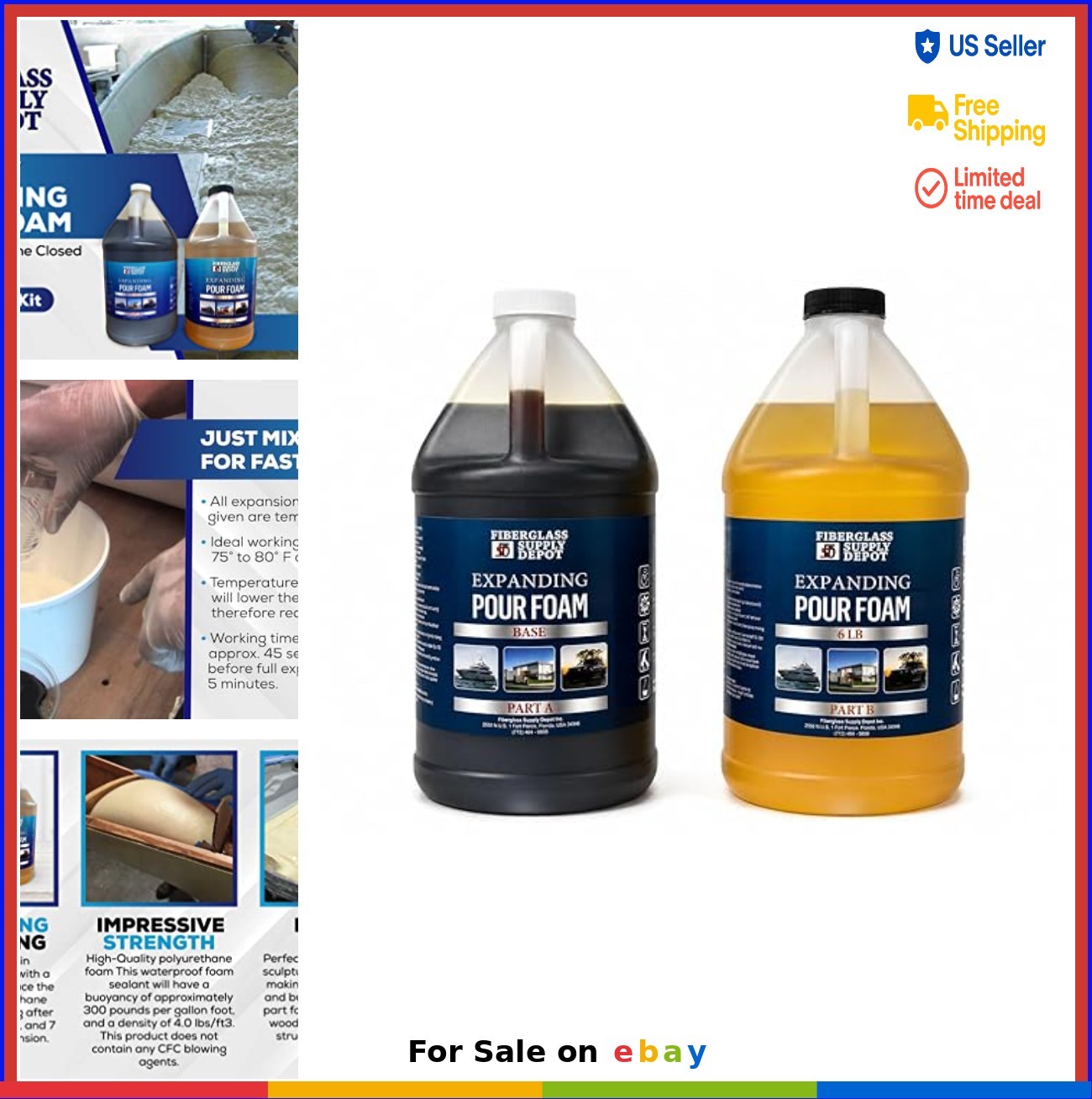 Pour Expanding Foam 6 lb Density Polyurethane 2 Part Closed Cell 1 Gallon Kit