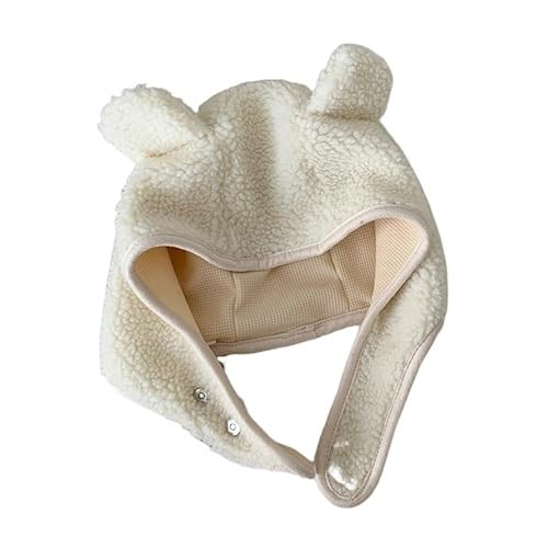 OATSBAS Fleece Beanie Hats for Women Men Bear Safety Hat One Size, White