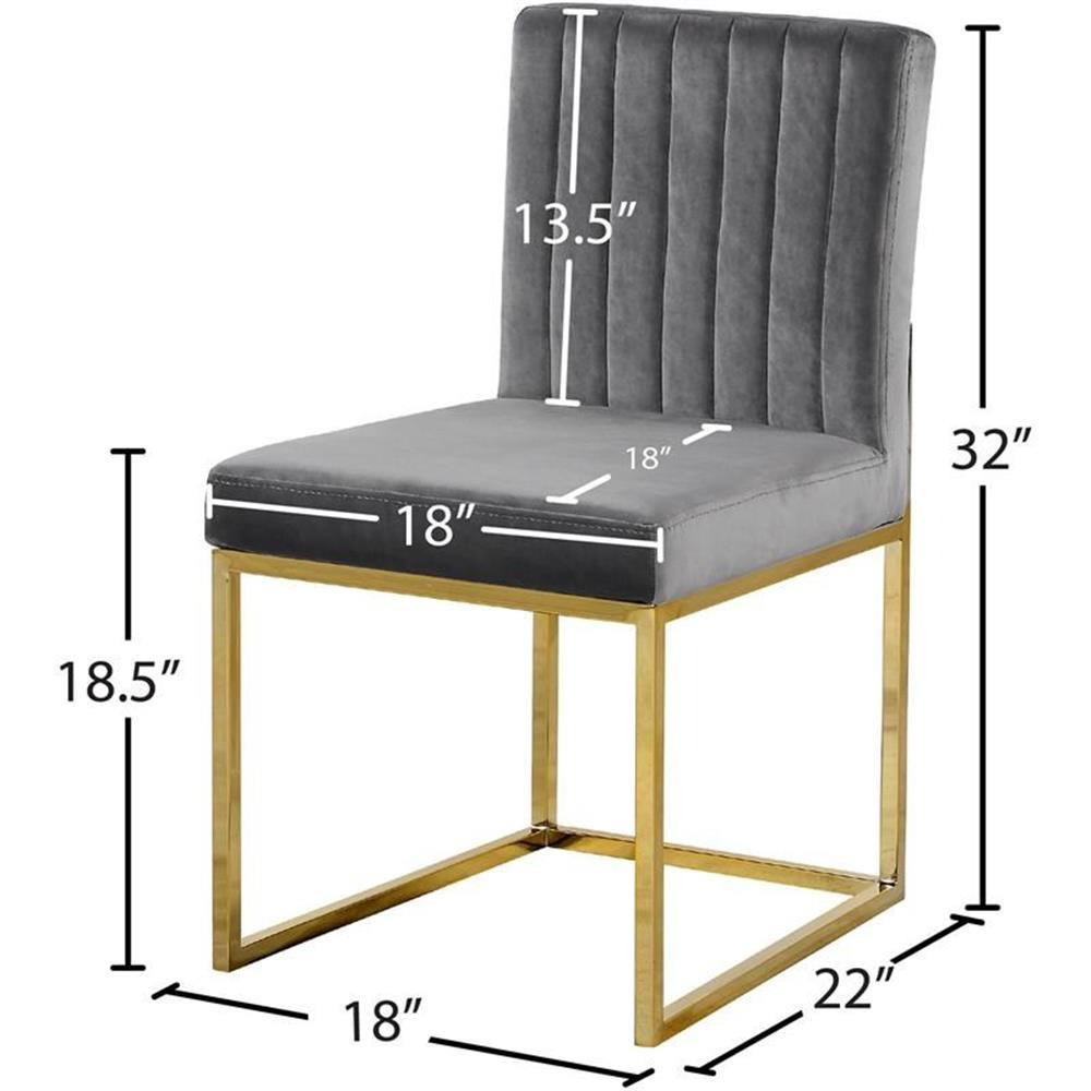 Meridian Furniture Giselle Gray Velvet Dining Chair (Set of 2)