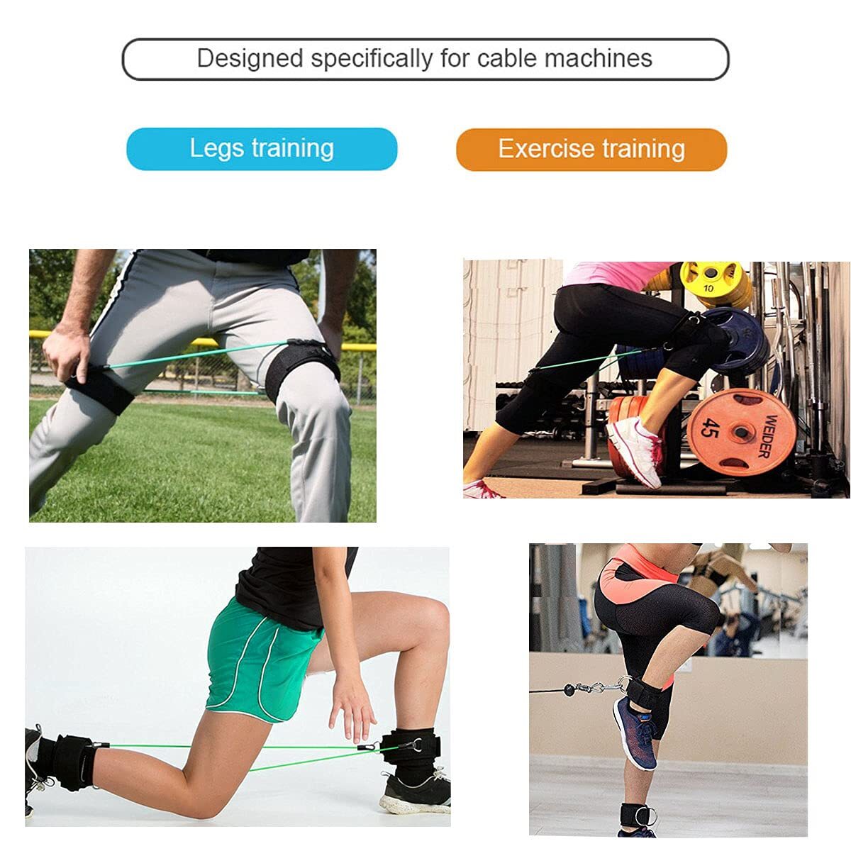Thigh Straps Ankle Cuffs Adjustable Neoprene Padded Cable Machines Legs Exerc...