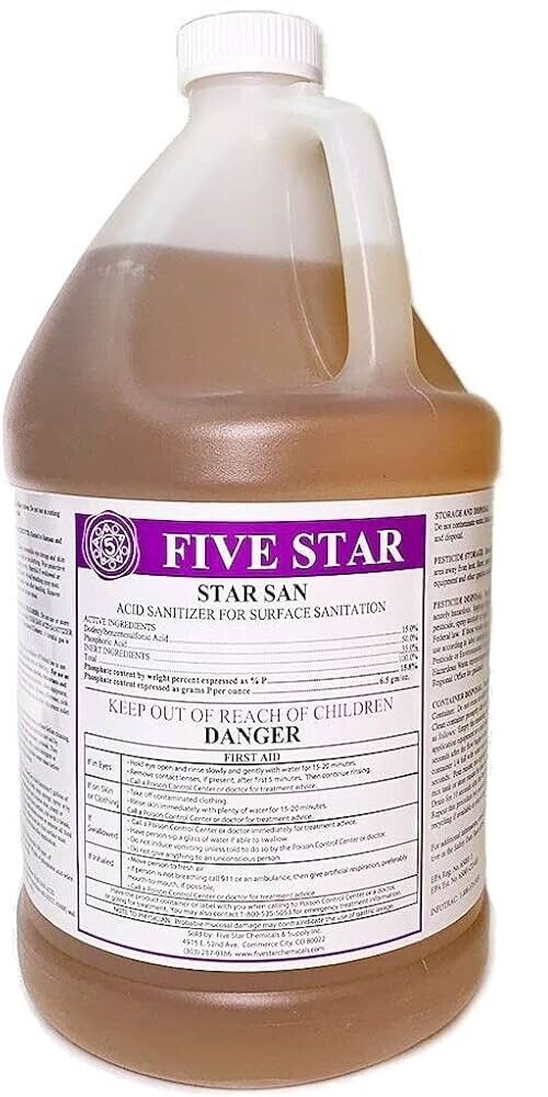 1 Gallon - Five Star | Star San Sanitizer | Acid-Based Sanitizer | High Foaming