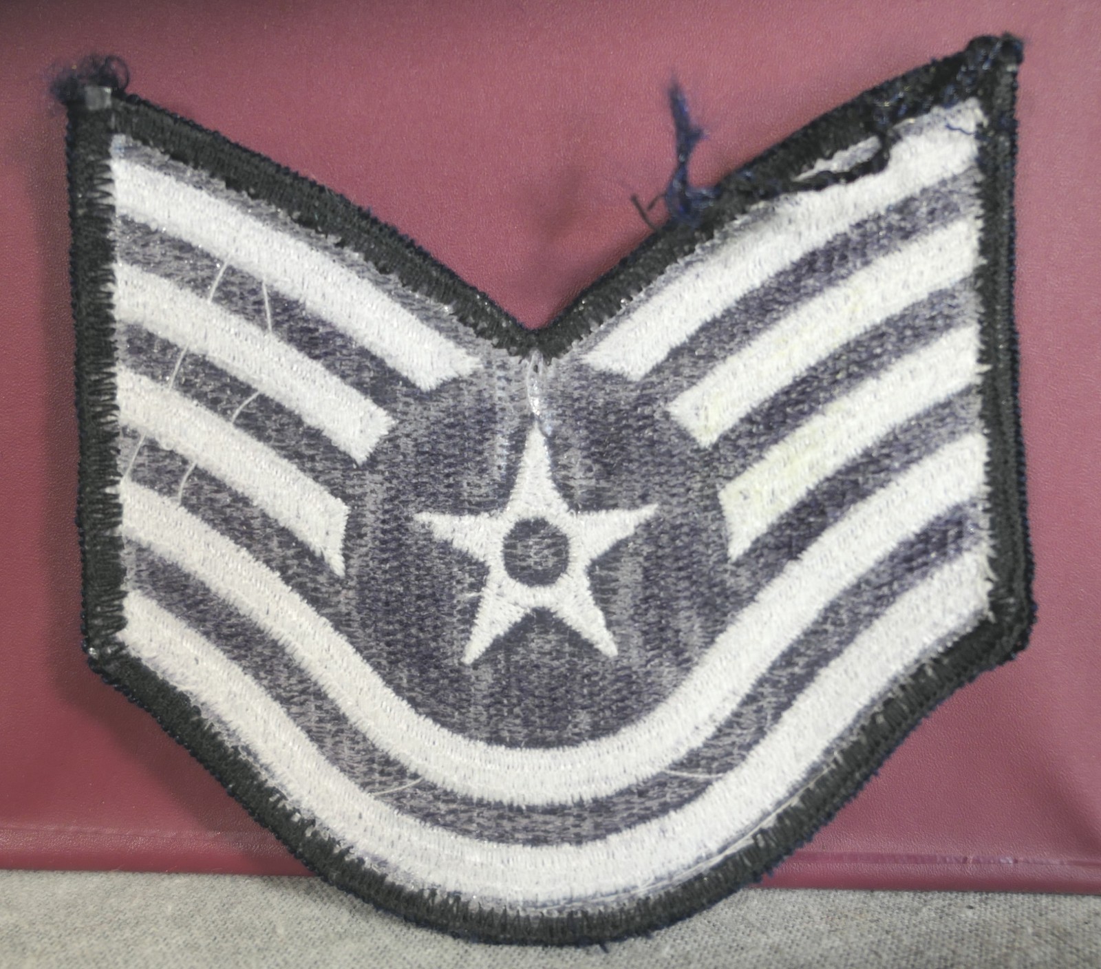 NEW White USA Air Force Military E-6 Technical Sergeant Chevron Insignia Patch