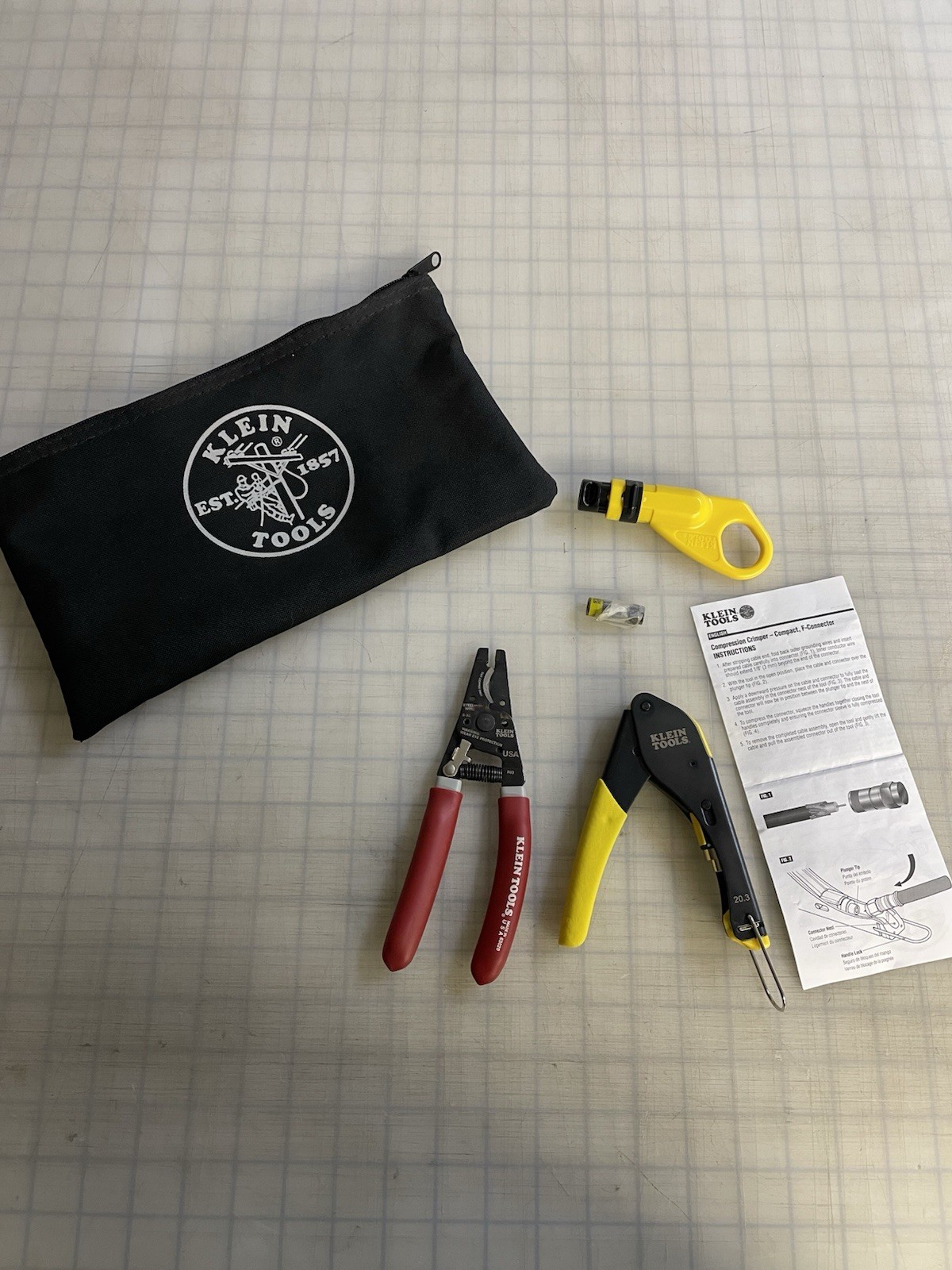 Klein Tools Coax Kit: Crimp, Compress, Install, for F-Connectors