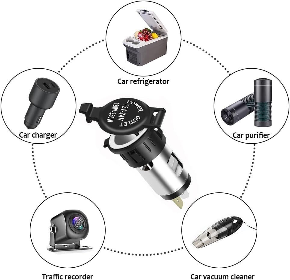 Heat Resistant Universal Cigarette Lighter Socket with Extension Cable Included