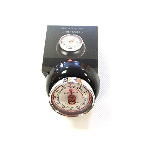 Magnetic Retro Kitchen Timer, Classic Mechanical Cooking Timer (Black)