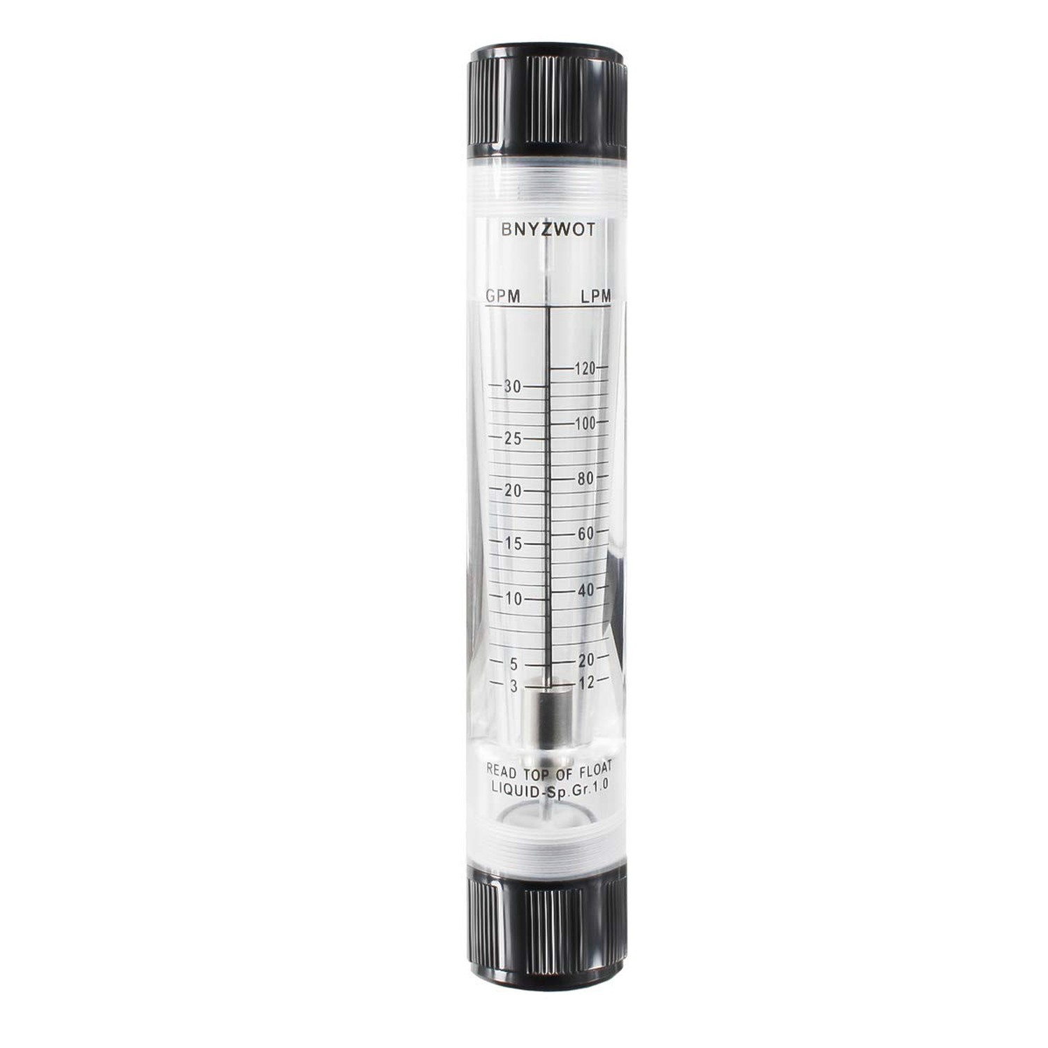 Inline Clear Acrylic Water Flowmeter 1PT Dia Threads G-25 3-30 GPM 12-120 LPM