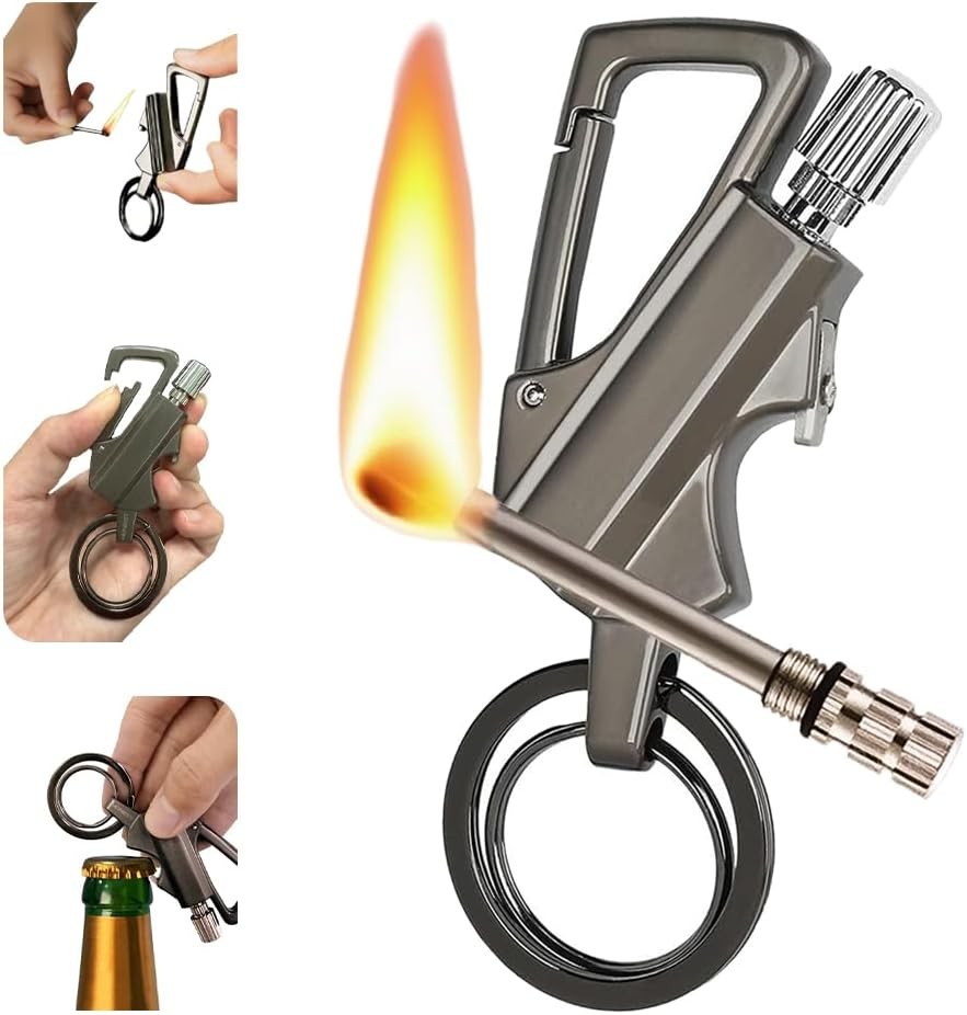 Permanent Match Infinity Lighter with Multitool Keychain Bottle Opener for Men