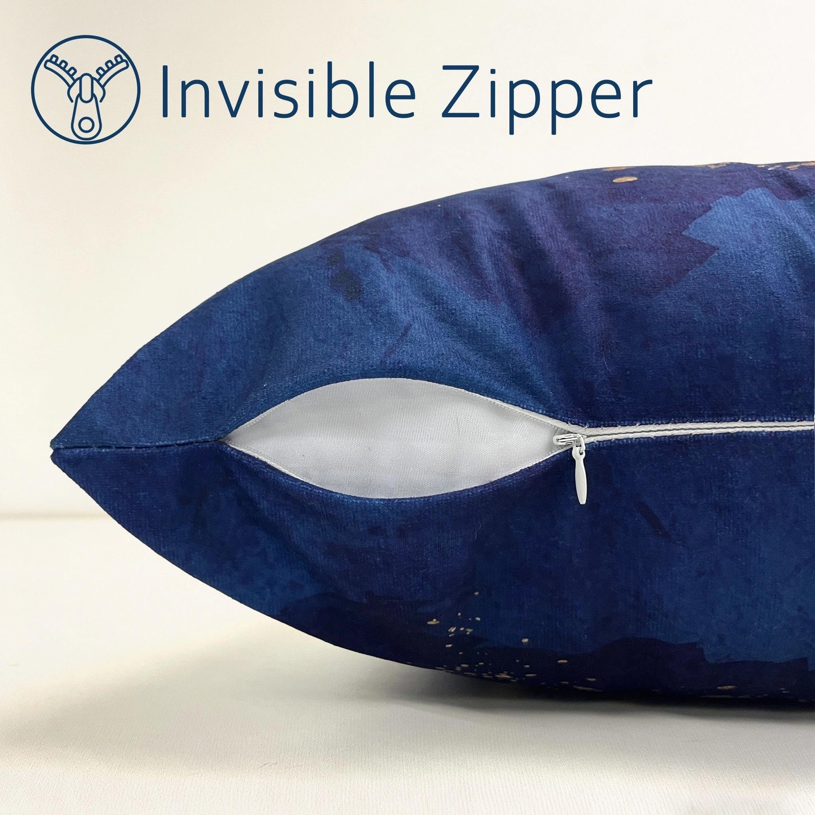 Navy Blue and Gold Pillow Covers 18 x 18 inch Set of 2 Decorative Cushion Cov...