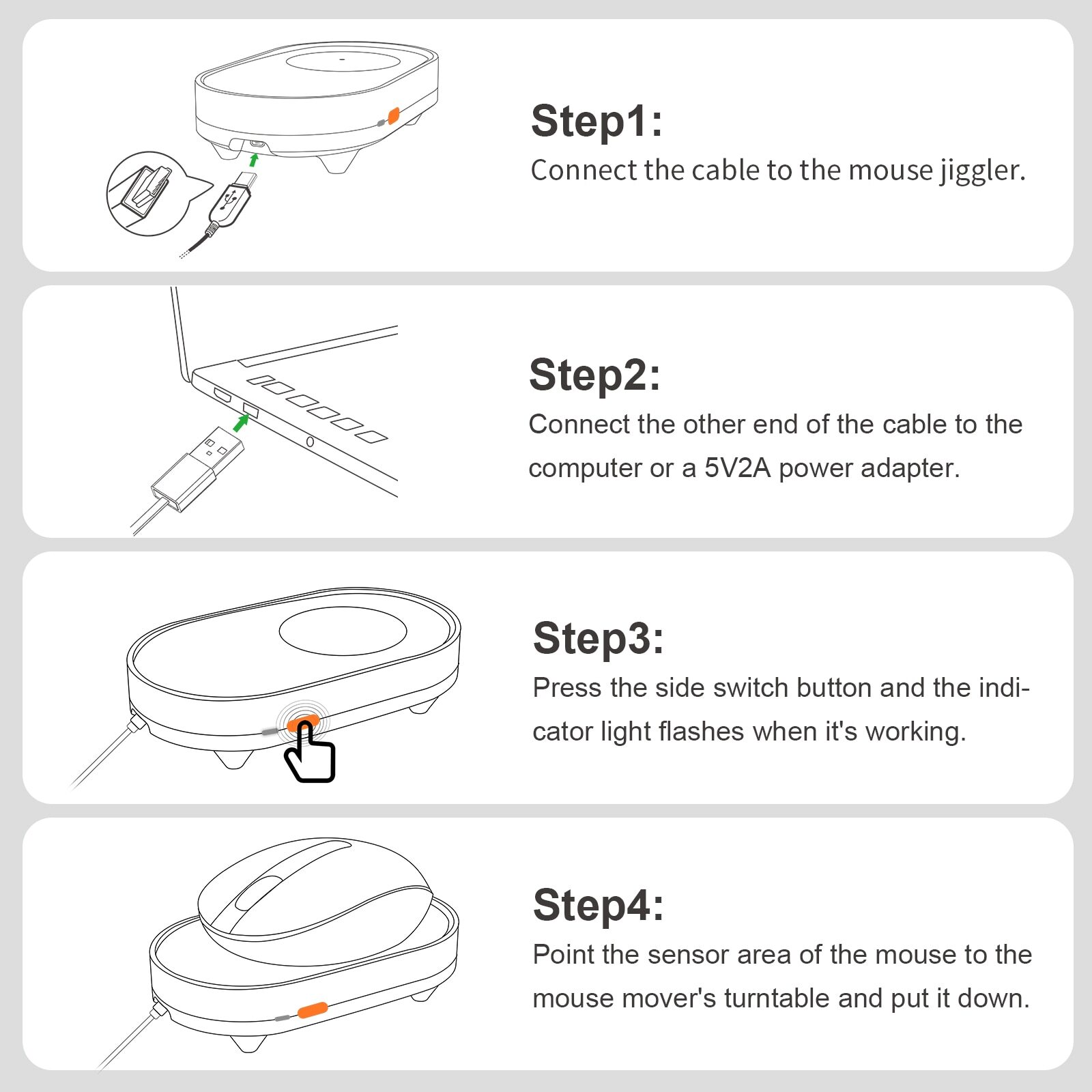 Mouse Jiggler Mouse Mover Mouse Movement Simulator with ON/OFF Switch