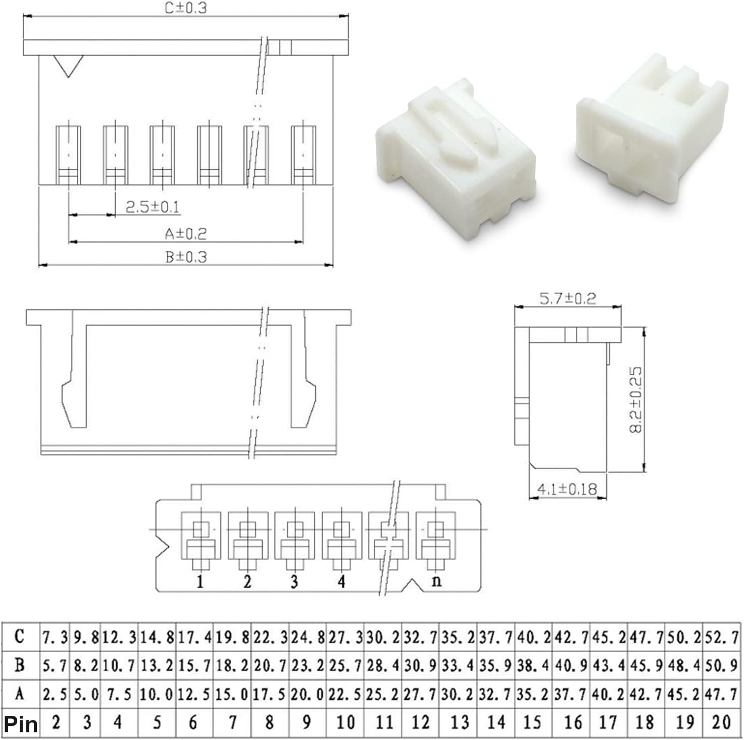 XH 2.54mm JST Connector with 22AWG Pre-Crimped Wire,JST 10CM, XH-Male-2Pin