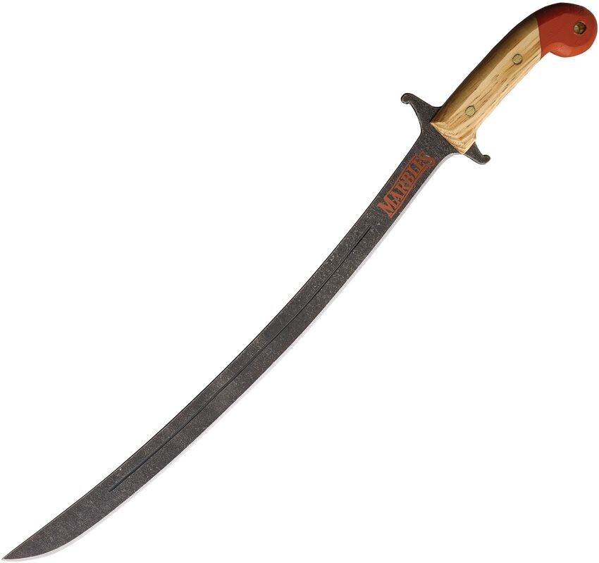 Marbles Sword Fixed Knife 21.75" High Carbon Steel Blade Natural Wood Handle
