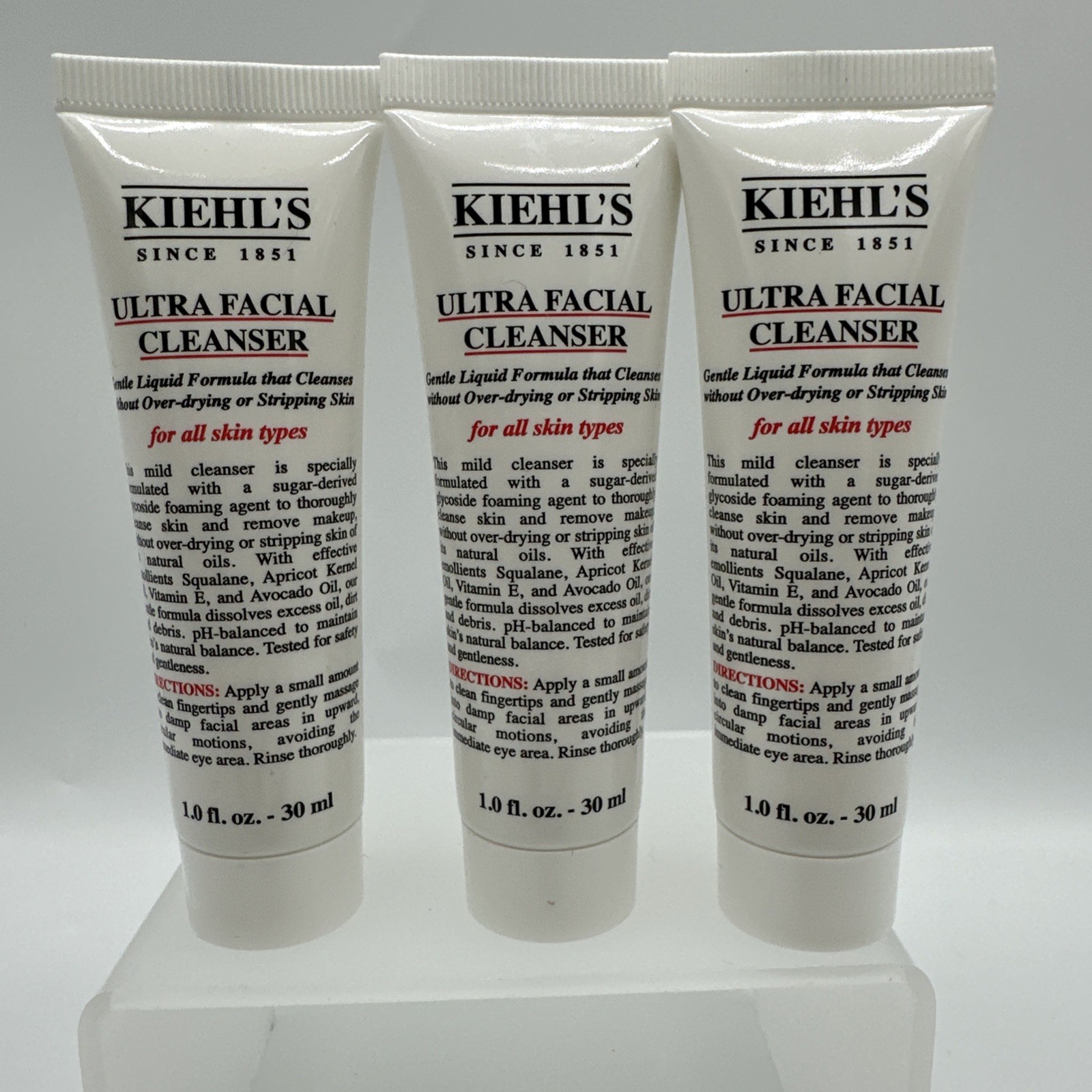 3 KIEHL'S ULTRA FACIAL CLEANSER FOR ALL SKIN TYPES 1.0 Oz / 30 ml LOT OF 3 pcs