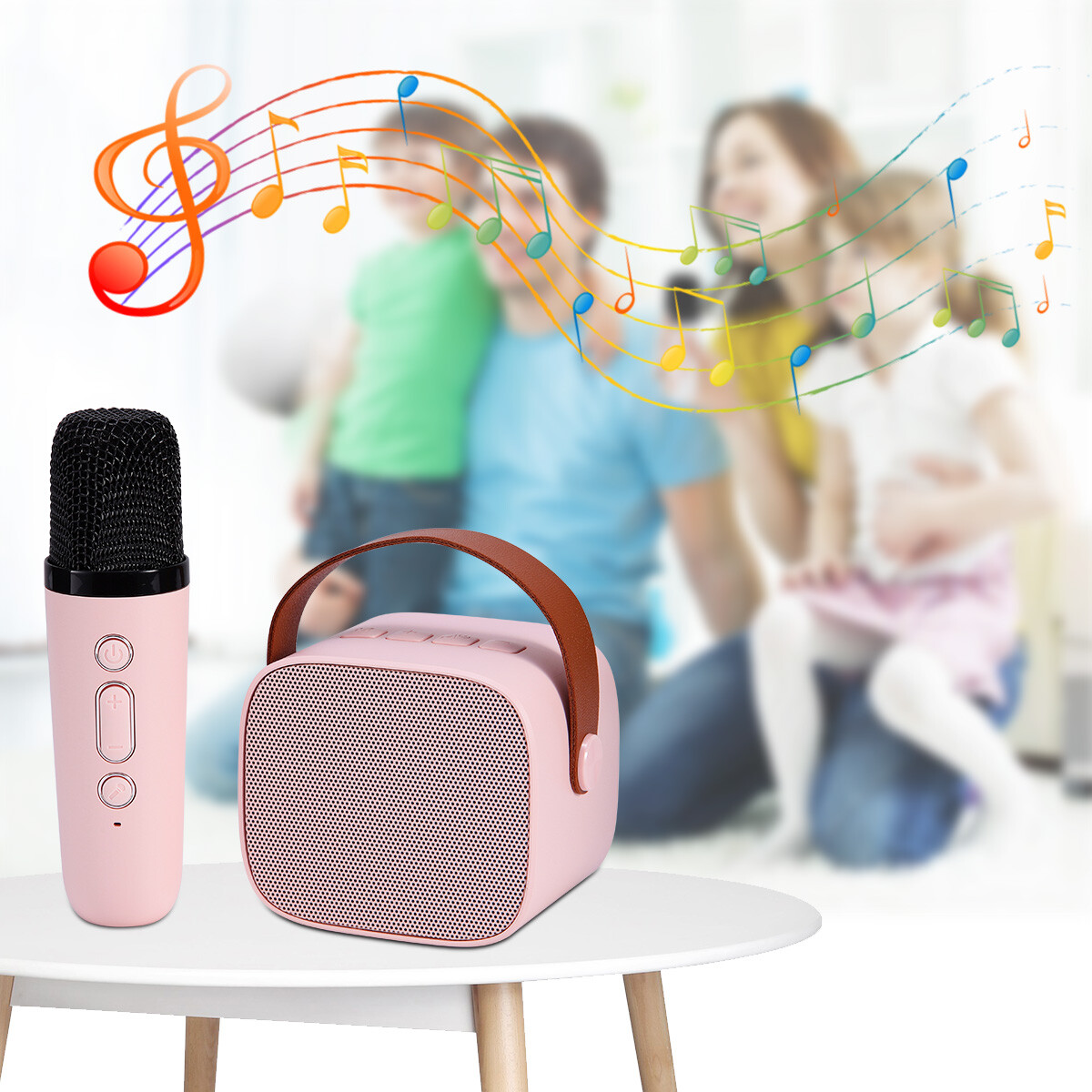 Mini Karaoke Speaker W/Wireless Microphone for Kids Portable Bluetooth Speaker