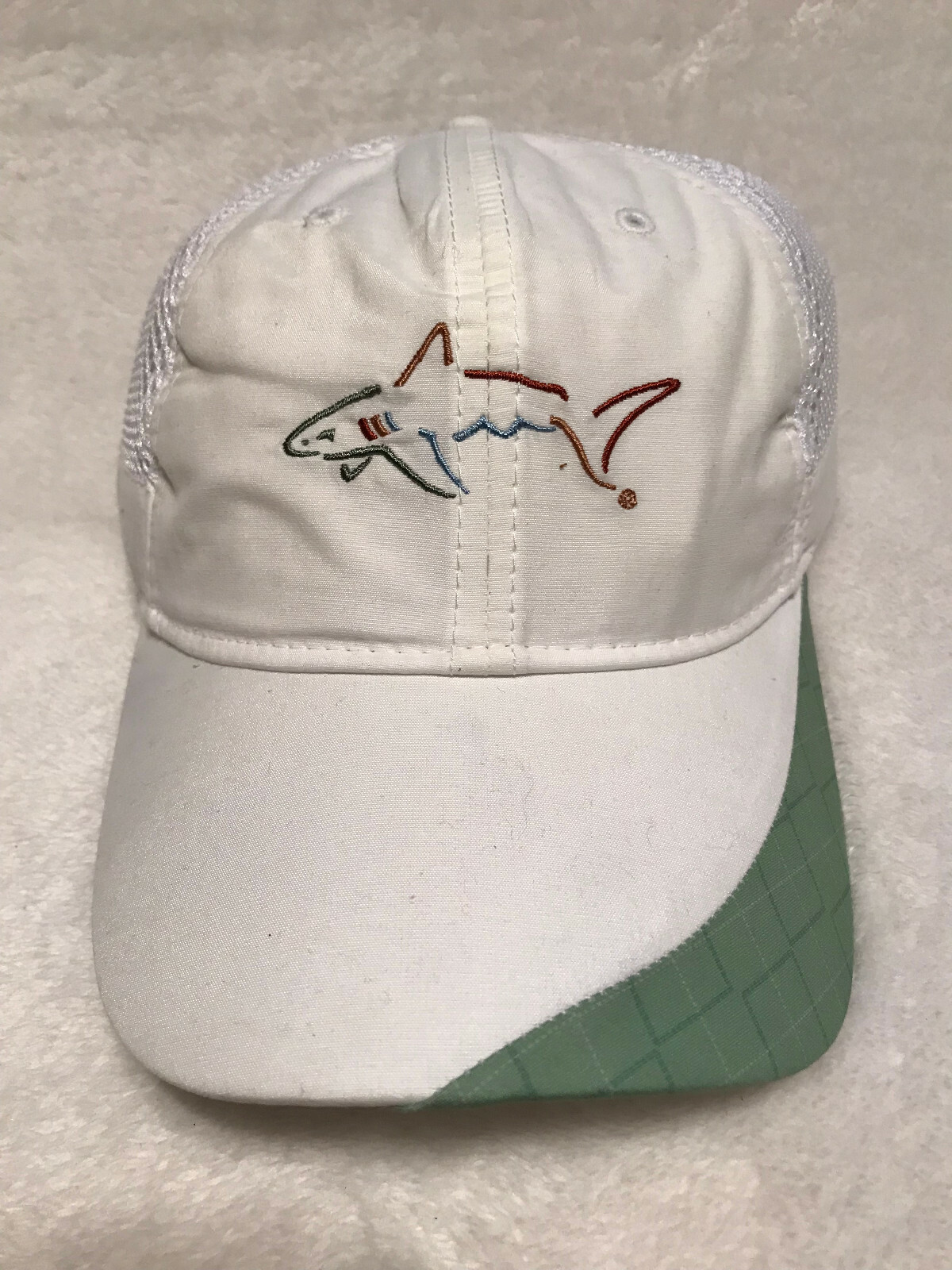 Greg Norman Collection The Shark Embroidered Golf Hat One Size Green White NEW
