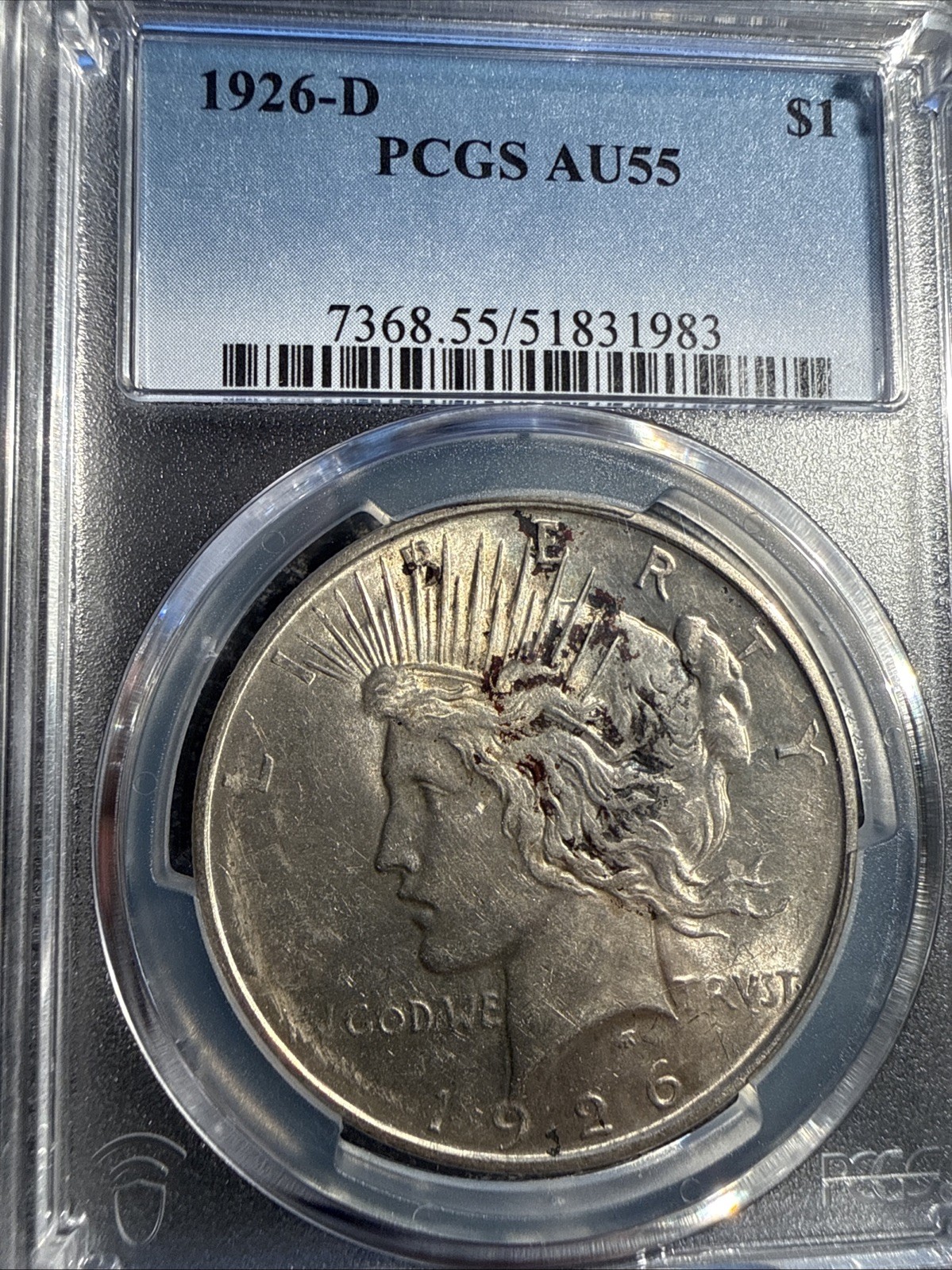 1926-D Silver Peace Dollar Coin PCGS AU55 #47