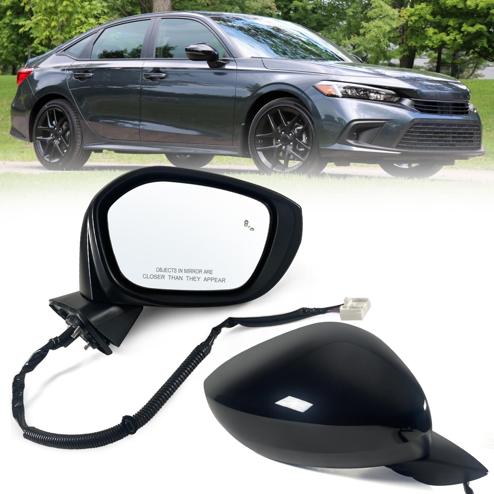 Right Side Mirror Honda Civic 2022-2026 Black Crystal Pearl