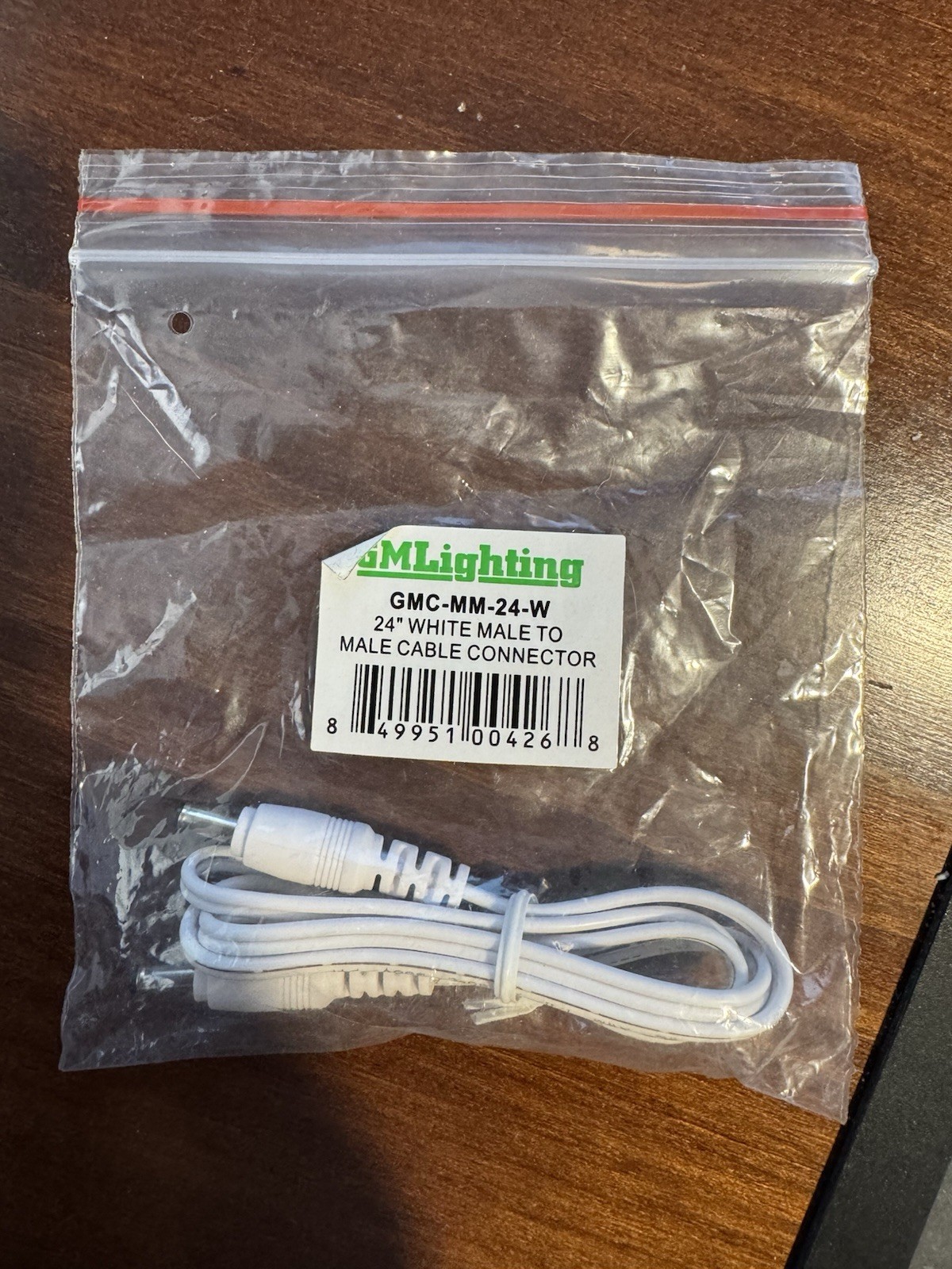 GMLighting GMC-MM-24-W 24 Inch Male to Male Bar to Power Supply Connector White