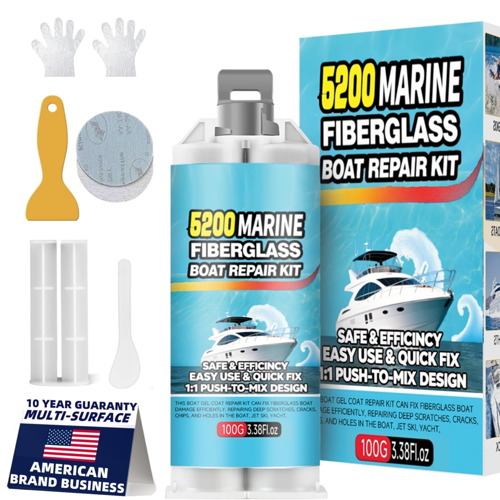 Tylove 5200 Marine Fiberglass Repair Kit, Marine Gel Coating Repair Kit, Epoxy R