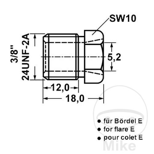 ATE union screw 3/8 E 4.90 mm