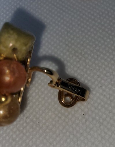 Vintage Bead Rock Stone Clip-On Earrings Nice!