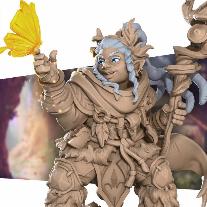 Halfing Female Druid - Staff - Bite the Bullet - Fantasy D&D Miniature