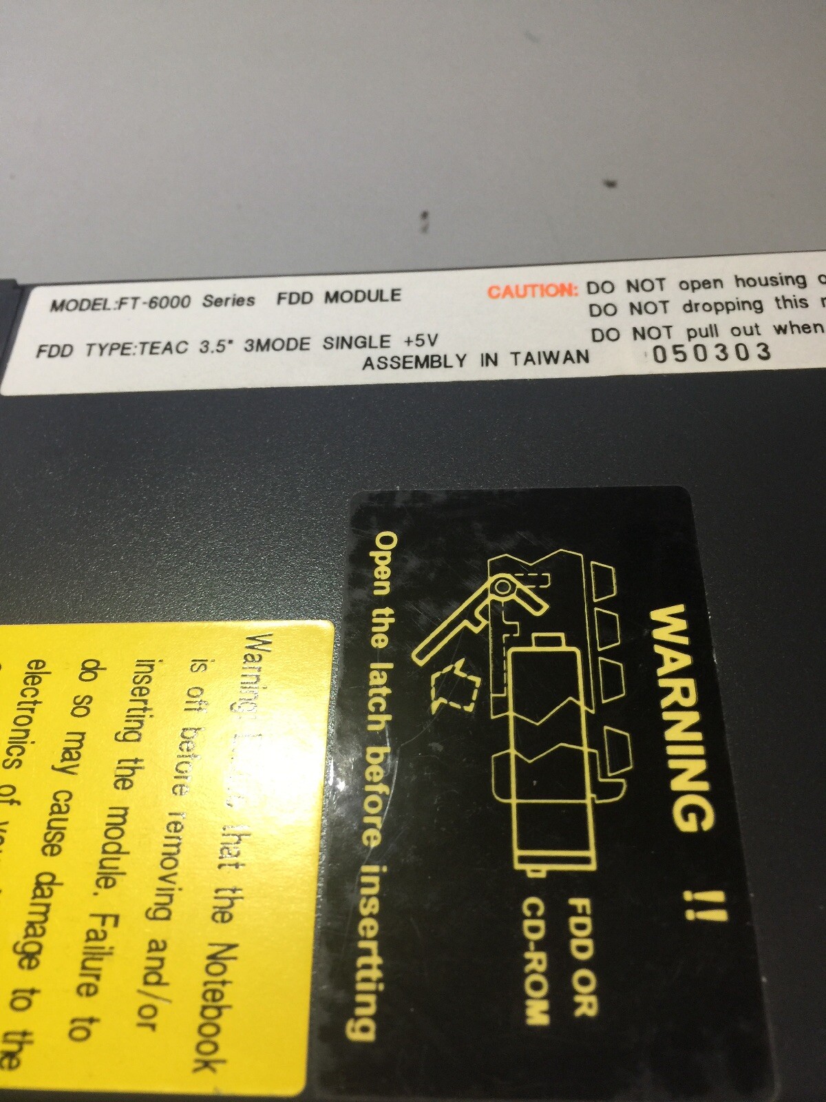 FT-6000 Teac Notebook Laptop FDD 1.44MB Floppy Drive Disc Module, New