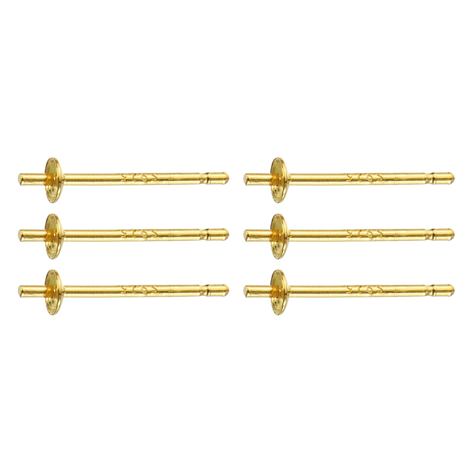 3 Set Earring Posts Earring Stud Blanks Gold Plated 2.5mm/0.1"