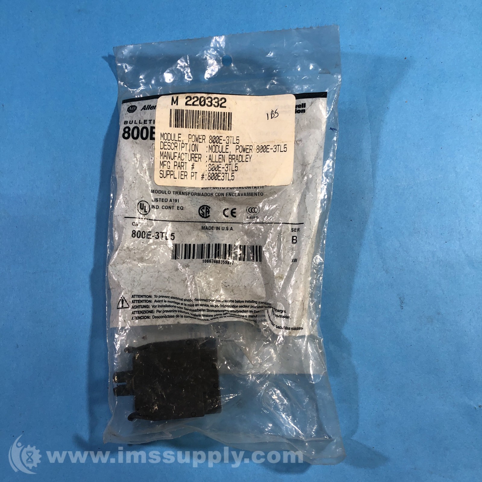 Allen Bradley 800E-3TL5 Tranformer Module 8010