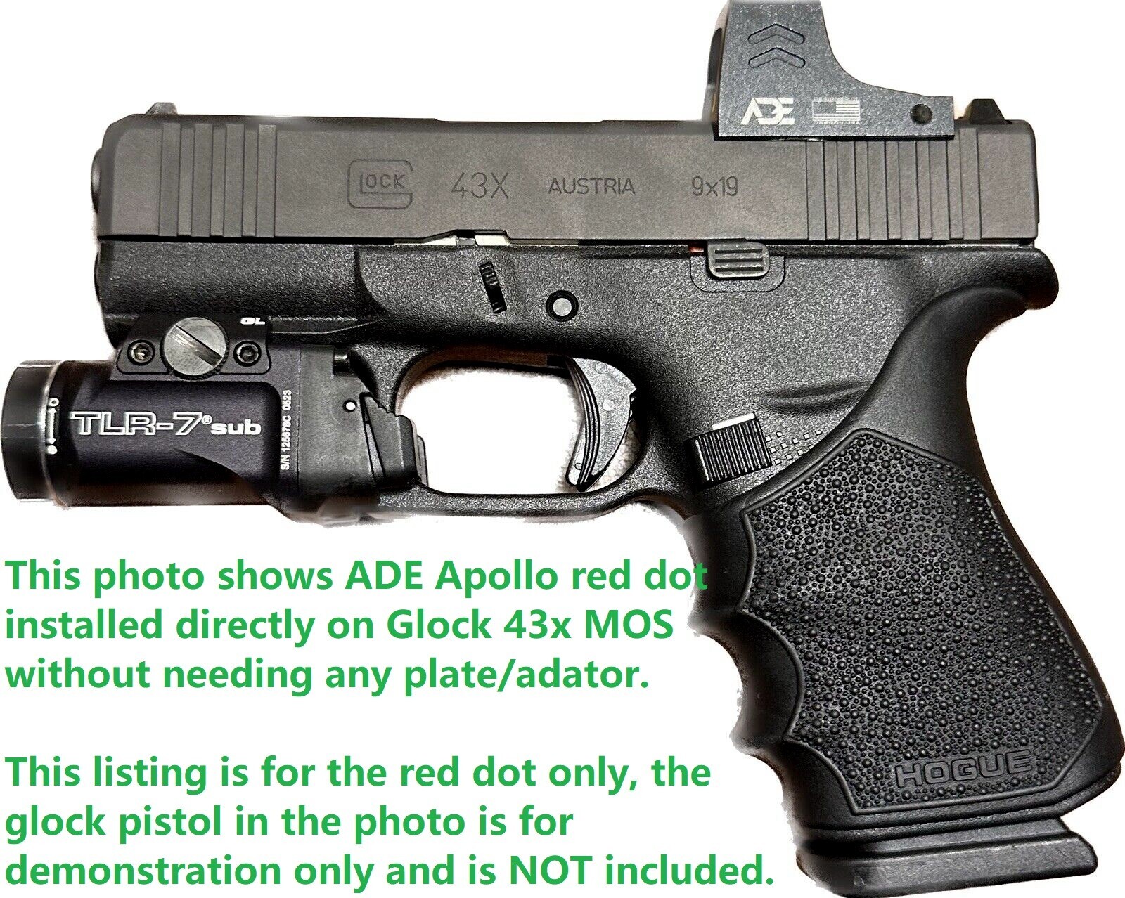 ADE RD3-030 APOLLO Solar Powered Red Dot For Smith Wesson SW MP 5.7, SHIELD PLUS