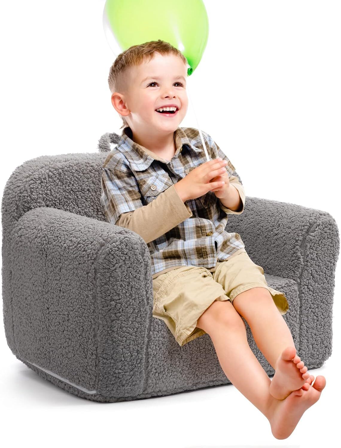 Kids Super Soft Snuggle Foam Padded Chair, Toddler Reading Sofa, Gray
