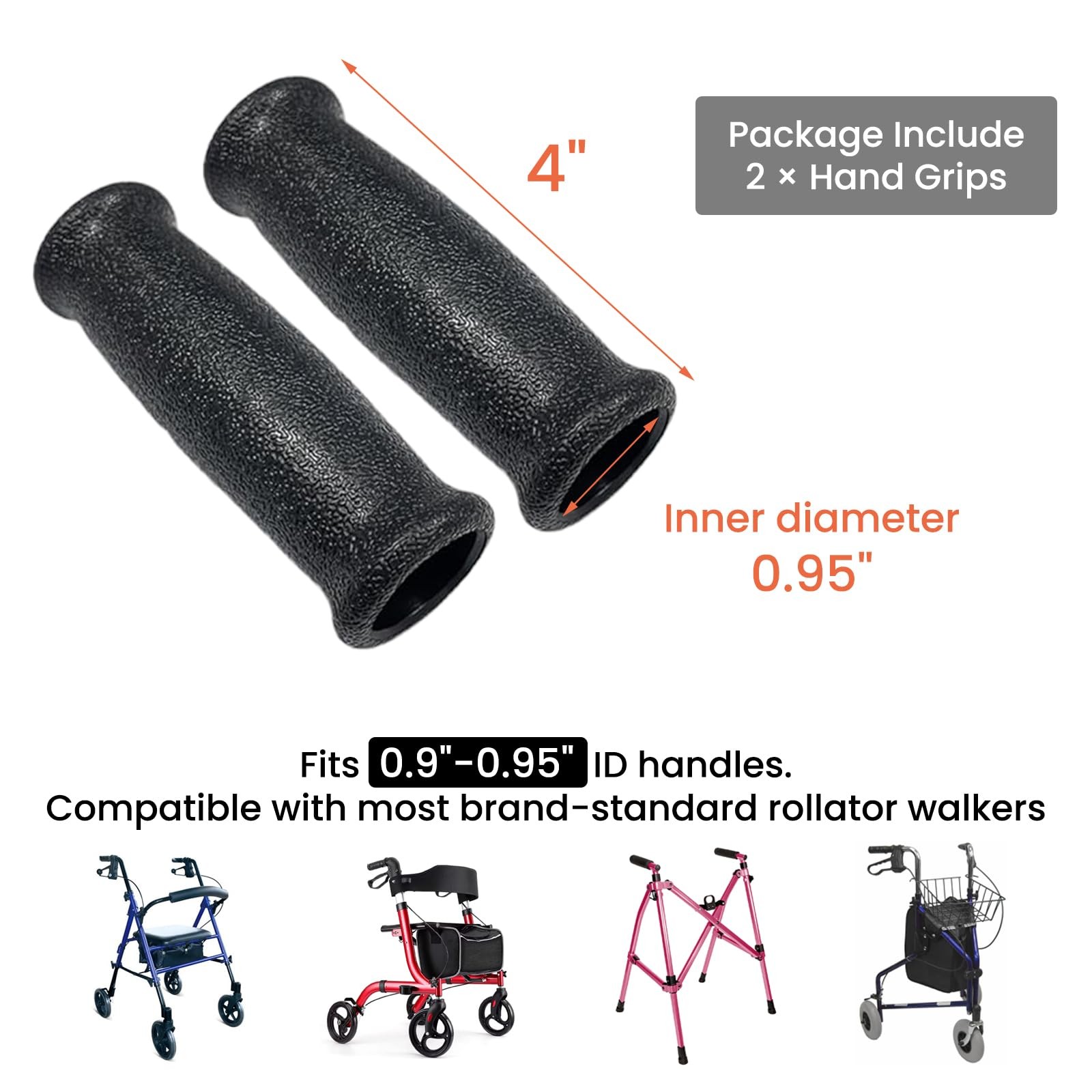 Rollator Hand Grips Replacement for Elderly & Disabled - Rolling Walker Handl...