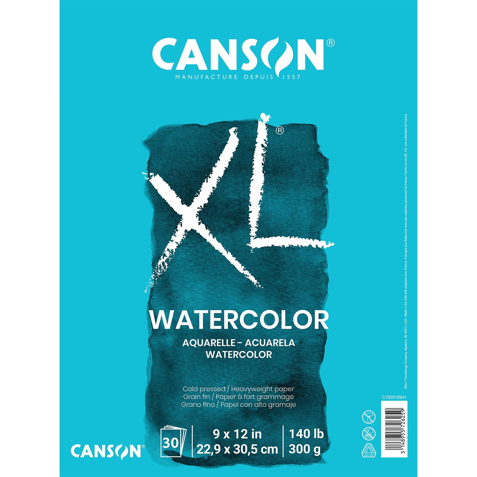 XL Series Watercolor Pad, Heavyweight White Paper, Foldover Binding, 30 Sheet...