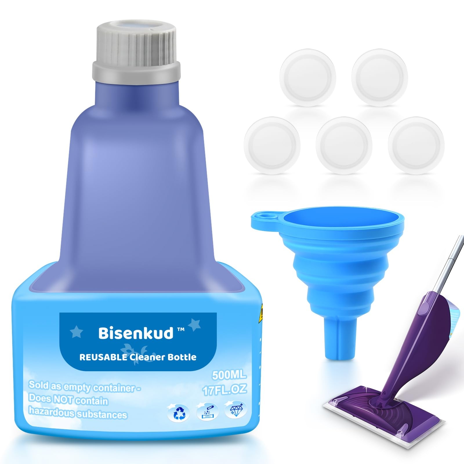 Refillable Bottle for Swiffer® Wet Jet™ Mop - 500ml /17 FL OZ - Leak-Proof HD...