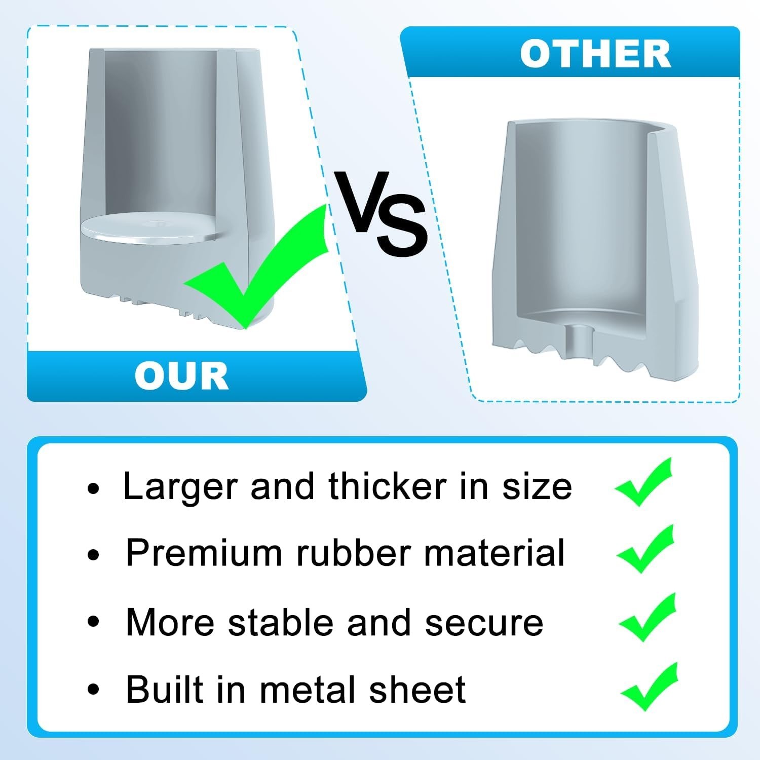 Rubber Walker Tips 1 inch 2-Pack, Walker Glide with Metal Insert for Enhanced...