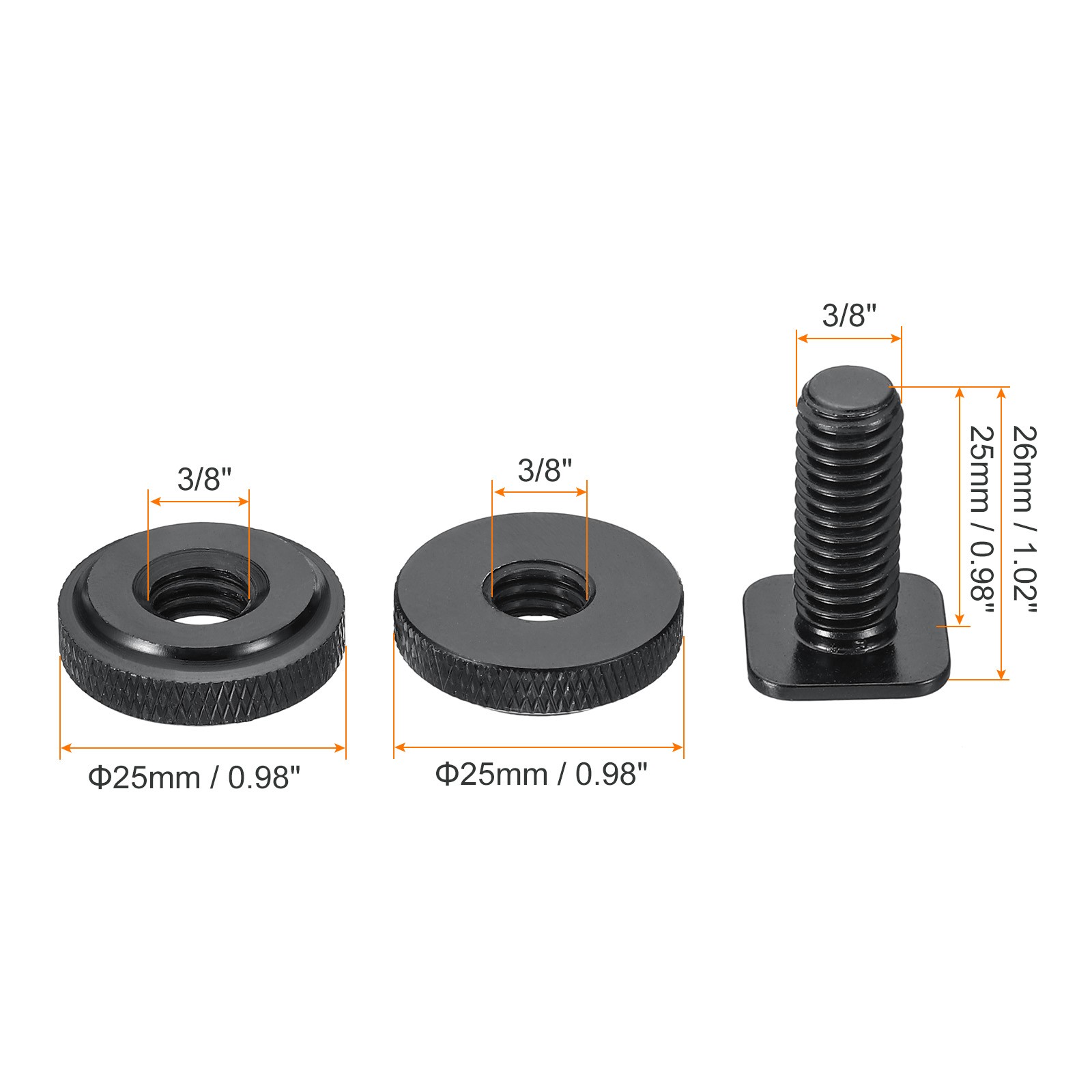 3/8"-16 Camera Hot Shoe Mount Flash Cold Shoe Mount Tripod Screw Adapter, 2pcs
