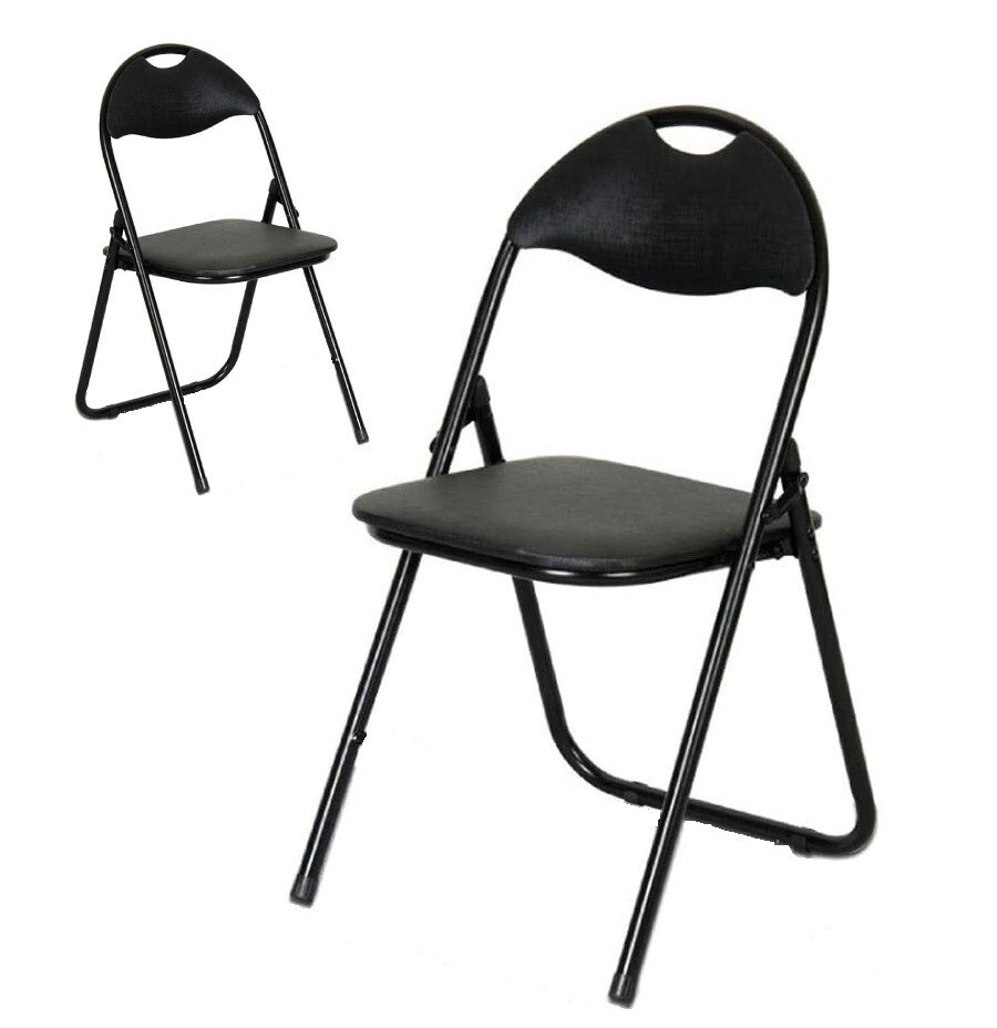 4 x BLACK FOLDABLE FOLDING CHAIR WITH METAL FRAME FOR HOME OFFICE PARTY CHAIRS