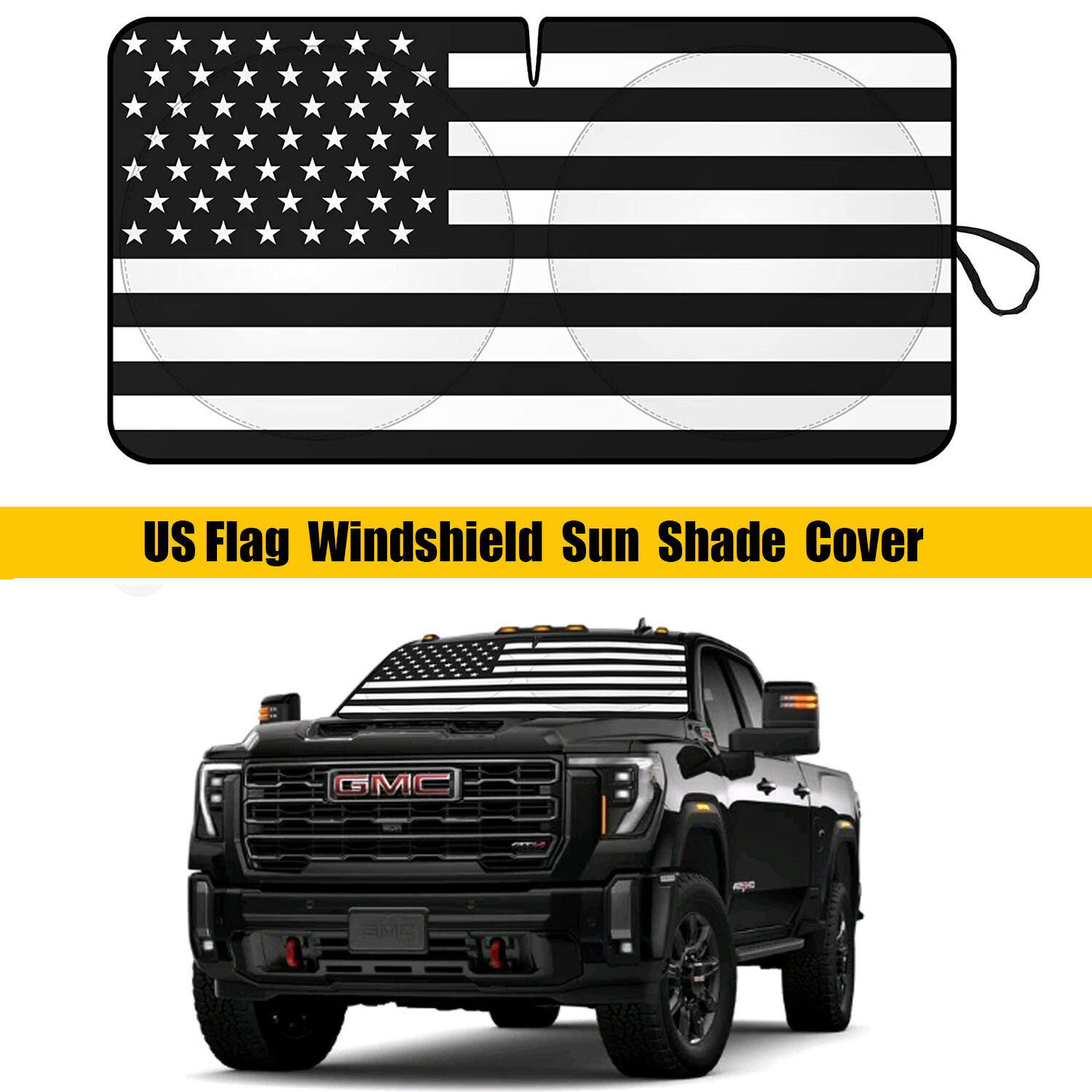 For GMC Sierra 1500 Accessories US Flag Car Windshield Sun Shade UV Block Cover