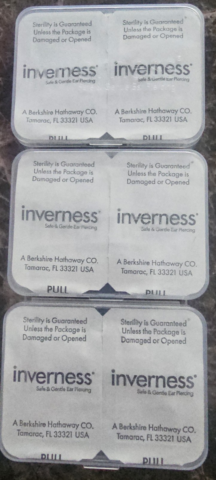 Inverness Safe Ear Piercing Earrings Sterilized with Safety Backs - 3 Boxes