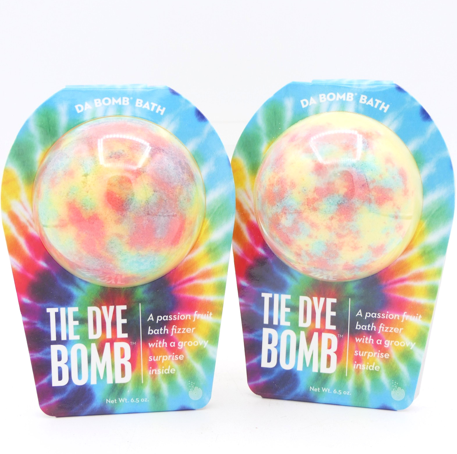 Da Bomb Tie Dye Bath Bomb 2 Pack Passion Fruit Bath Fizzer w/ Surprise Inside