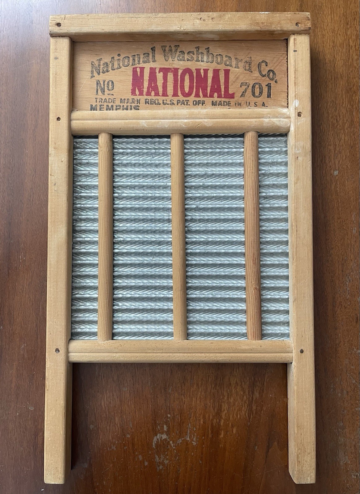 Vtg NATIONAL WASHBOARD Co 701 Antique Wood Zinc King Farmhouse Laundry Decor USA
