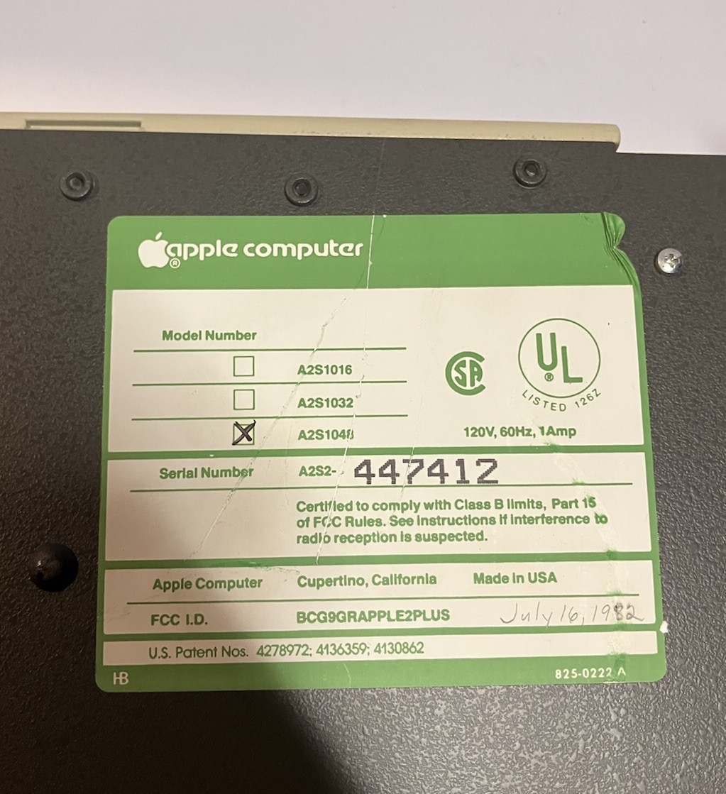 Vintage Apple II Plus A2S1048 Computer Only With Original Box No Extras!