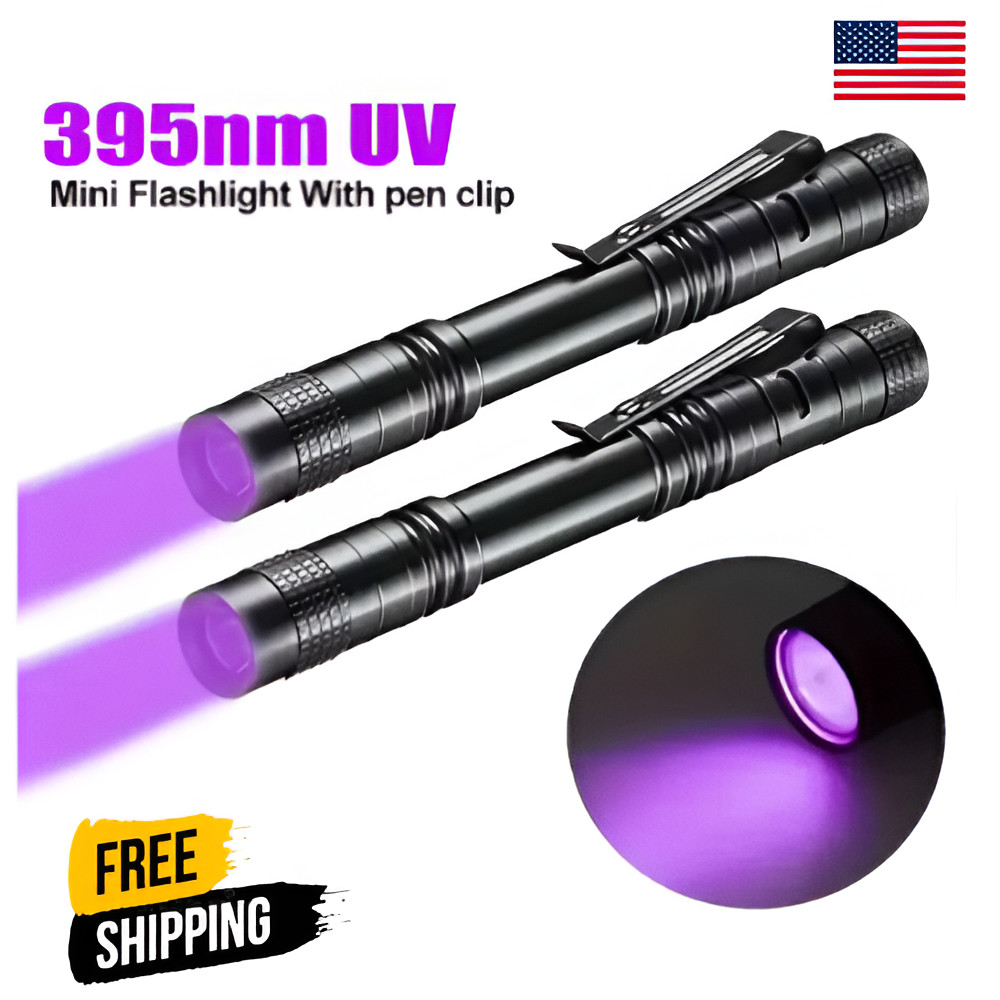 UV Pen Light 395nm Black Light Portable Ultra Violet Pocket Flashlight Mini